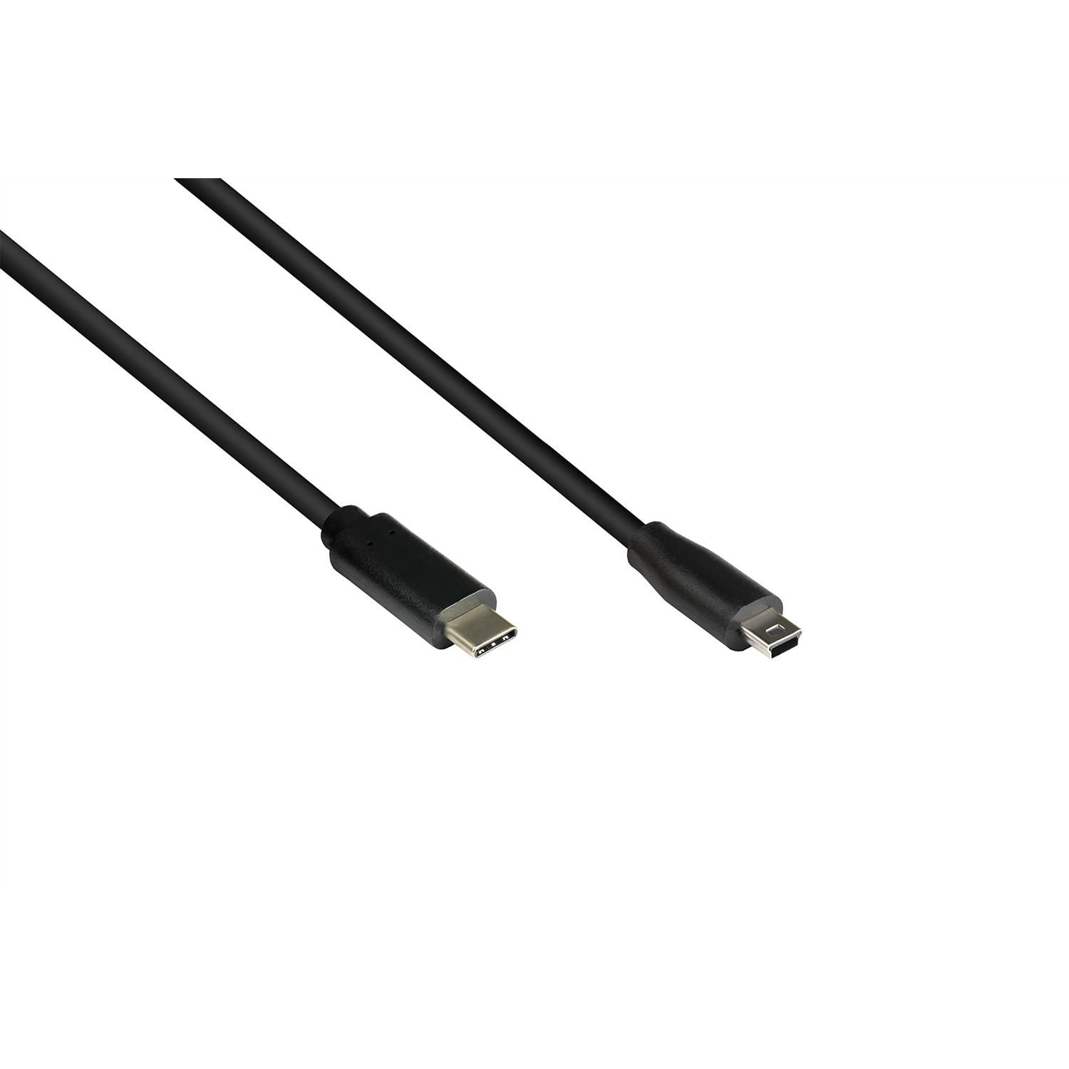 Good Connections USB 2.0 Cable - USB-C to Mini B (5-Pin) - Aluminum & Braided Shielding - 3m - Black