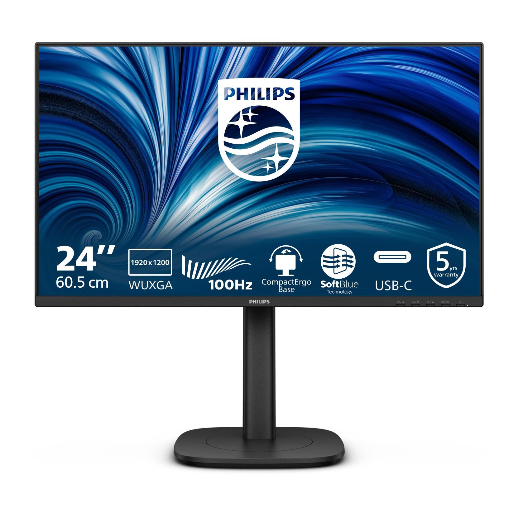 Philips 24B2N3200D - 3000 Series - écran LED - 24" - 1920 x 1200 WUXGA @ 100 Hz - IPS - 300 cd/m² - 1500:1 - 4 ms - HDMI, VGA, DisplayPort - haut-parleurs - noir