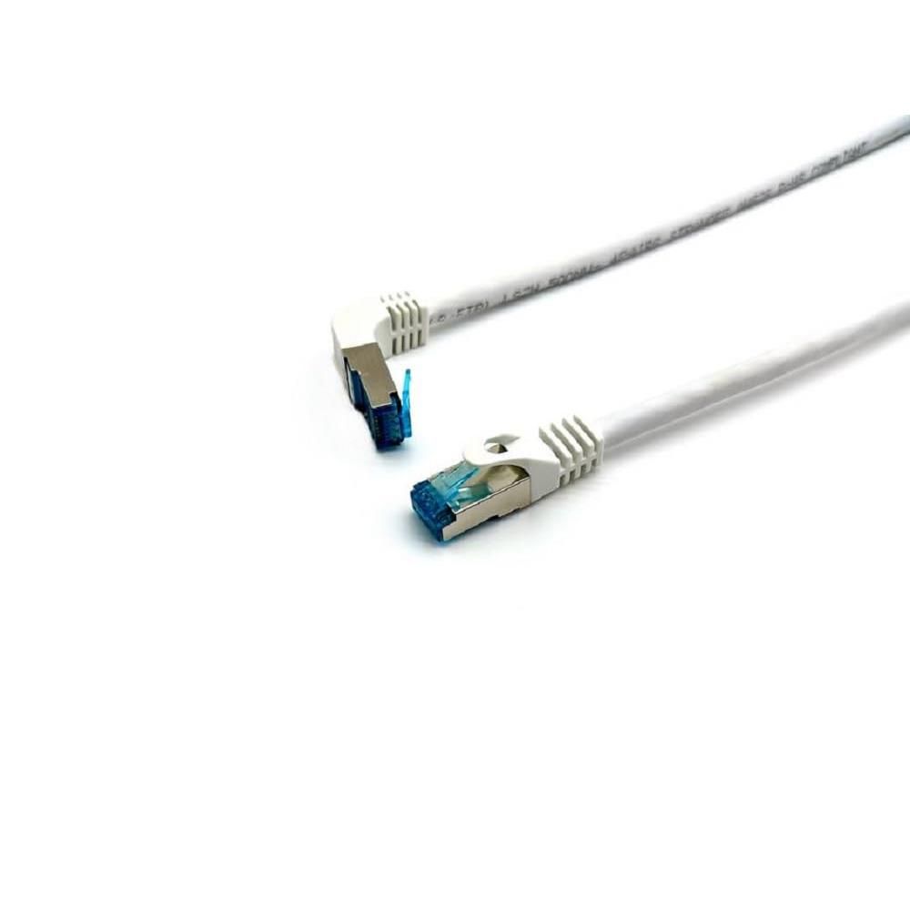 Equip S/FTP Cat.6A Patch Cable, 1m, White, Bent to Straight Connector