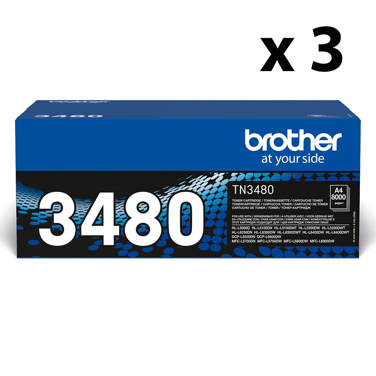 Brother TN-3480 (Noir) (x 3)