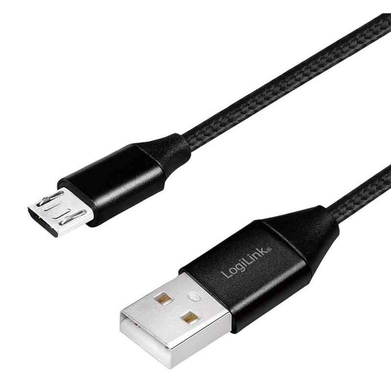 LogiLink USB 2.0 Cable, 0.3m, Black (USB-A to Micro USB)
