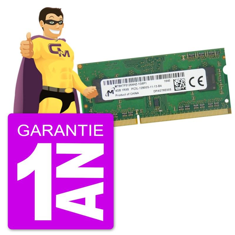 Micron 4GB DDR3 SODIMM PC3L-12800S Memory (MT8KTF51264HZ-1G6P1)
