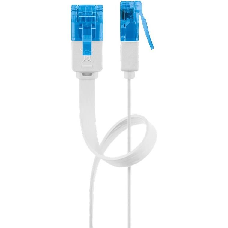 Cable plano Goobay CAT 6A, U/UTP de 50 cm Blanco Conductor de Cobre (CU)