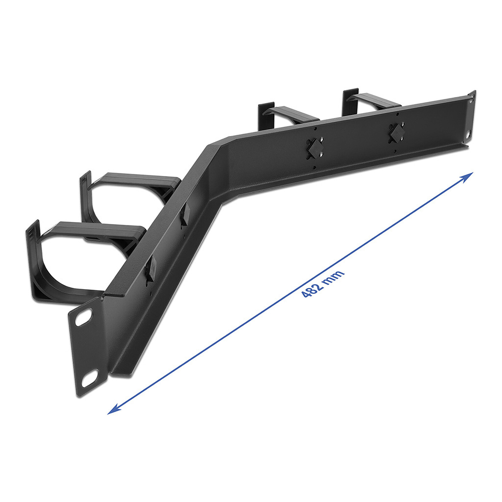DeLock 1U cable management panel with 4 hooks, angled, for 19" network cabinet