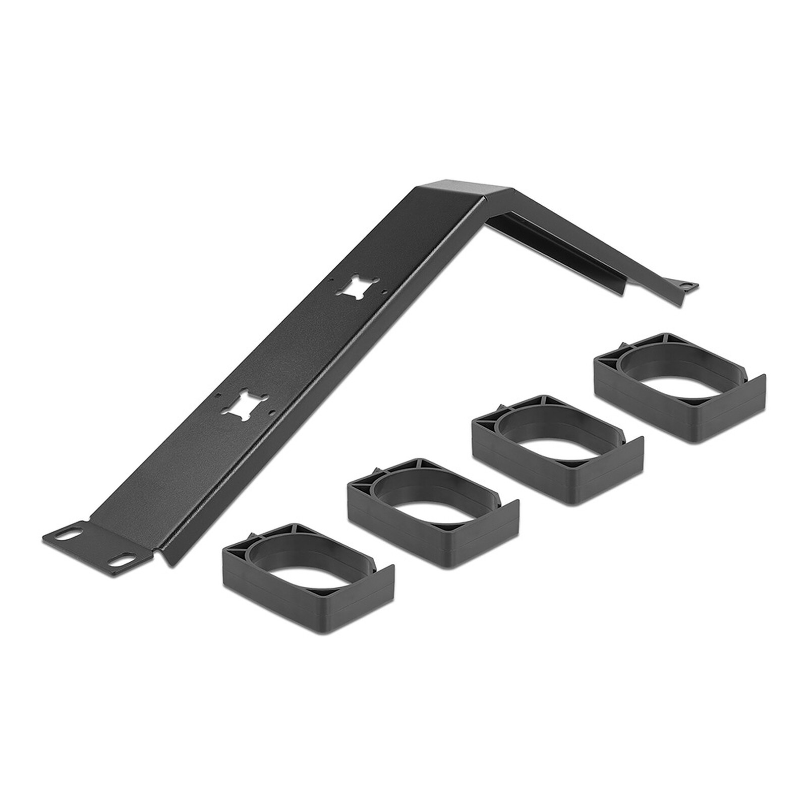 DeLock 1U cable management panel with 4 hooks, angled, for 19" network cabinet