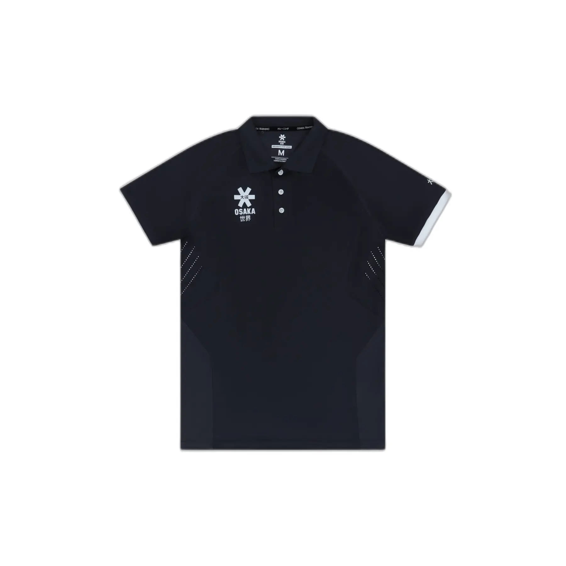 Osaka Men's Polo Jersey (Black, Size L, Silver Reflective Logo)