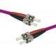 Exertis Connect Multi-Mode ST Cord - 15m, 50/125 Micron OM4, Duplex, Violet Bruise