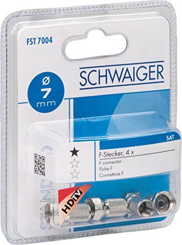 Schwaiger Coaxial Antenna Connector (F Male, 2 cm, Silver) - Pack of 4