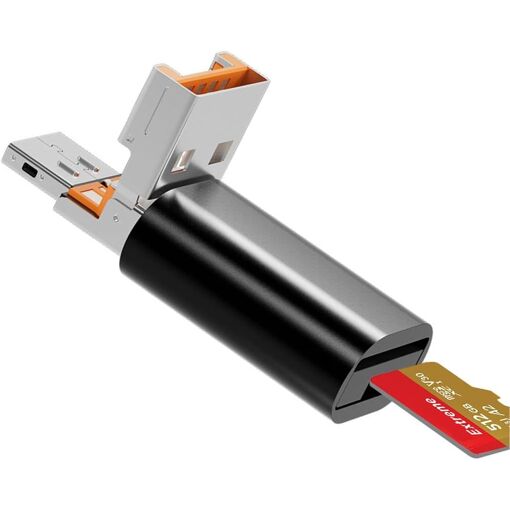 Lector de tarjeta Micro SD, adaptador USB C a SD 2 en 1 para computadoras portátiles, MacBooks, teléfonos Samsung Galaxy y más, negro
