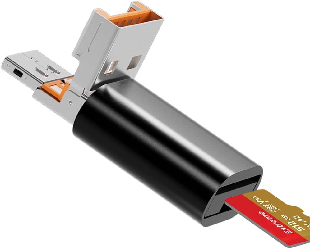 Micro SD Card Reader, USB C to SD Adapter 2-in-1 for Laptops, MacBooks, Samsung Galaxy Phones and More, Black