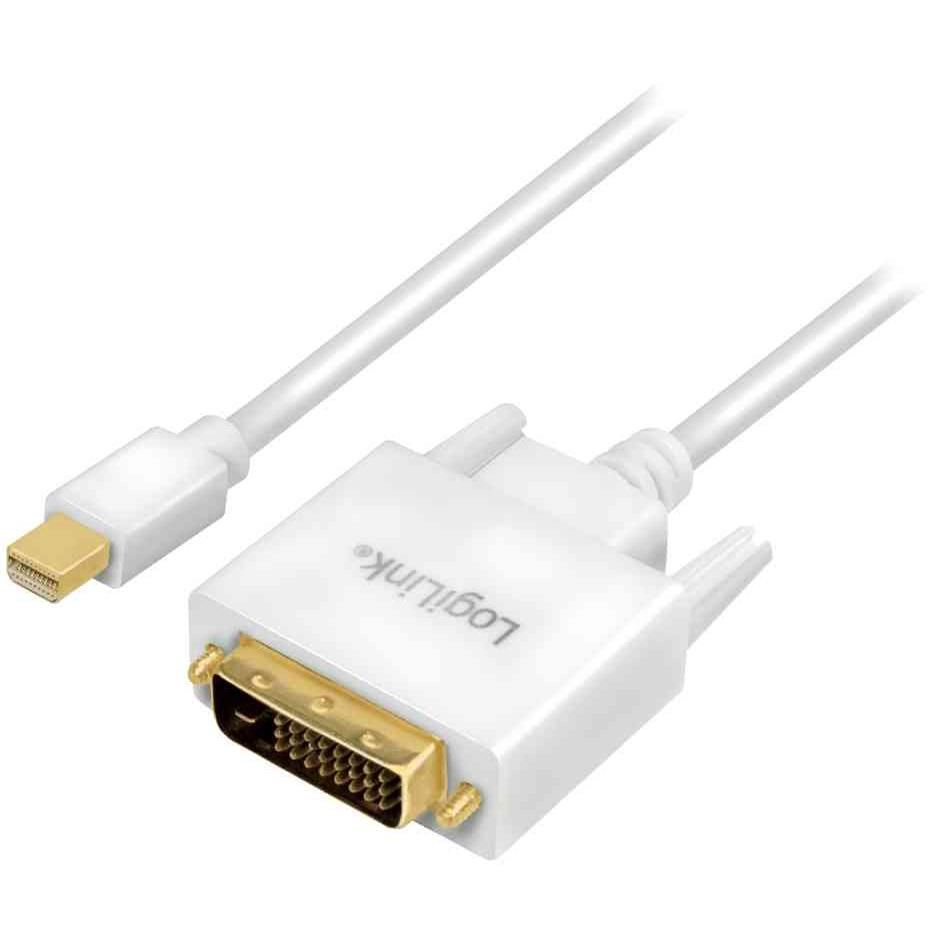 Cable adaptador LogiLink Mini DisplayPort - DVI, blanco - 3 m