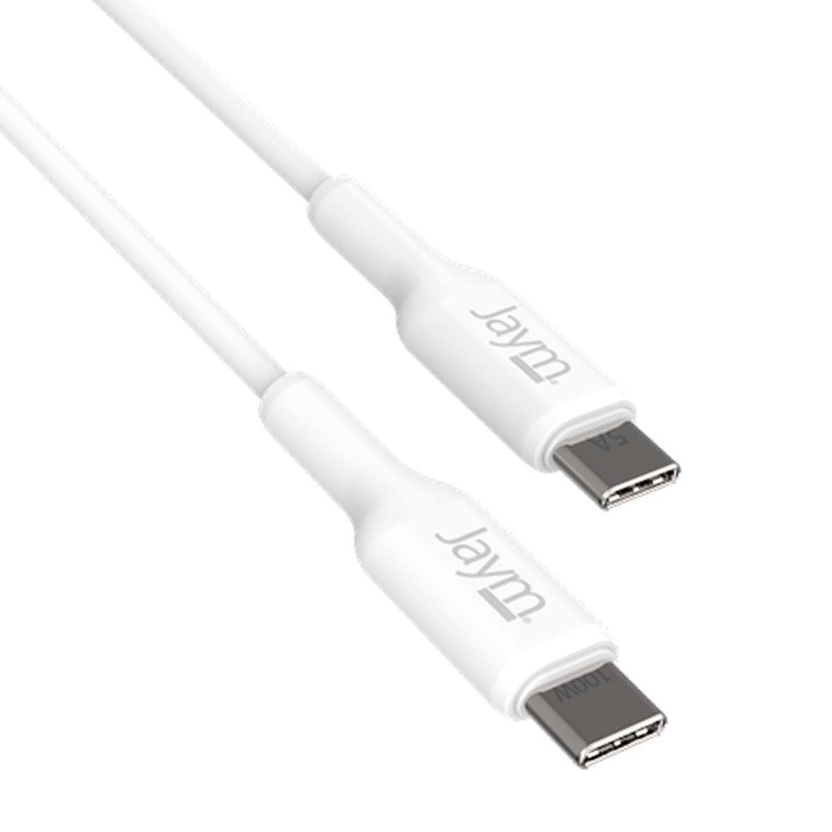 Cable JAYM USB-C a USB-C de 1 metro con PD 3.0, 100W, Blanco