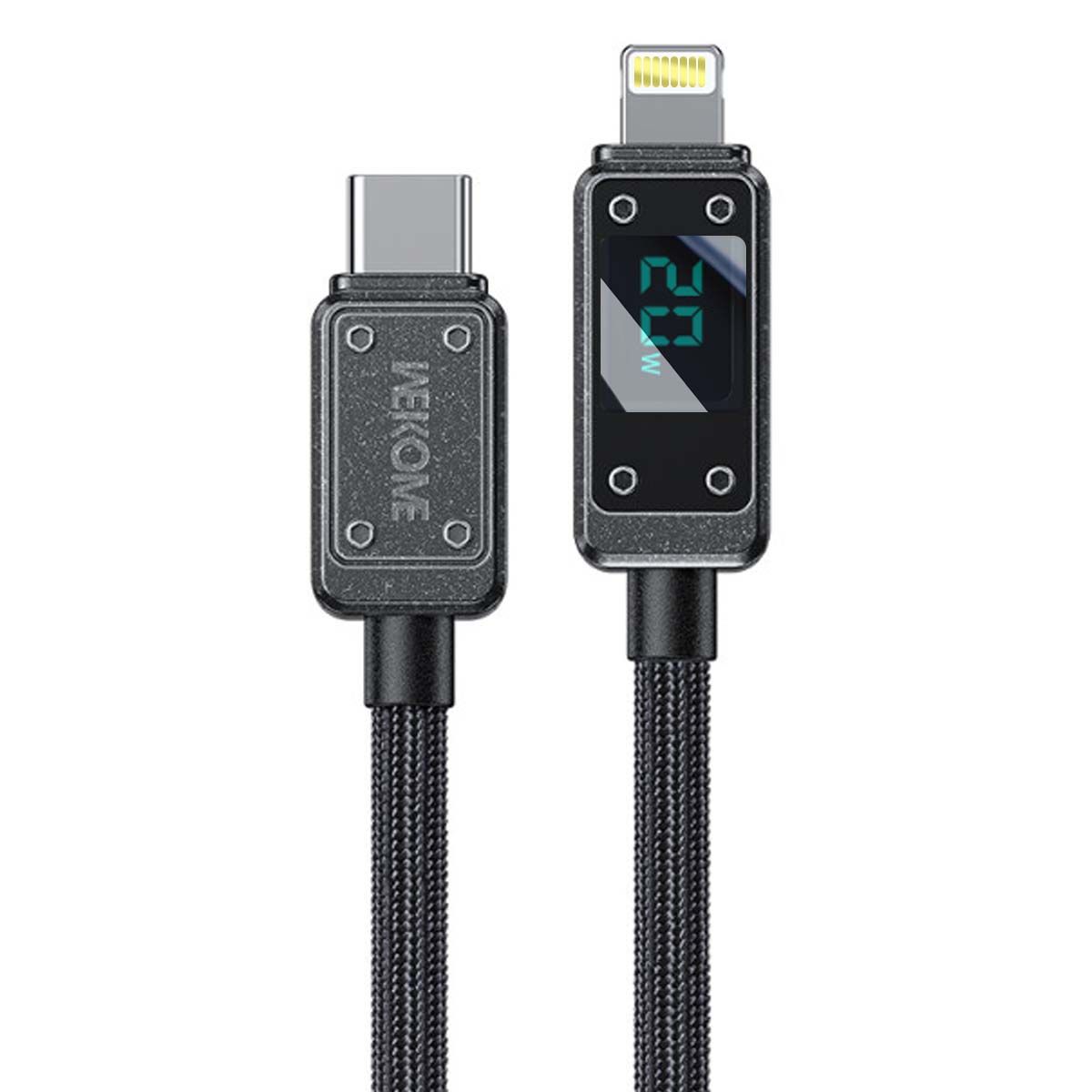 Wekome 20W USB-C to Lightning Cable, 1m, LED Display, Fast Charging, Durable Design