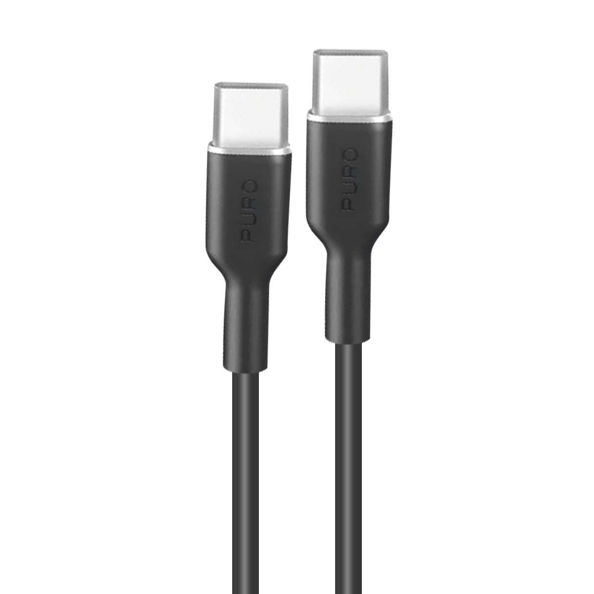 Cable Puro Icon 60W USB-C a USB-C, 1,5 m, Negro