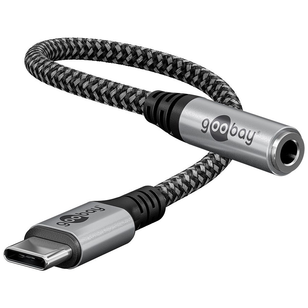 Goobay Câble USB-C vers Jack 3.5 mm (M/F) - 0.15 m - Noir/Gris