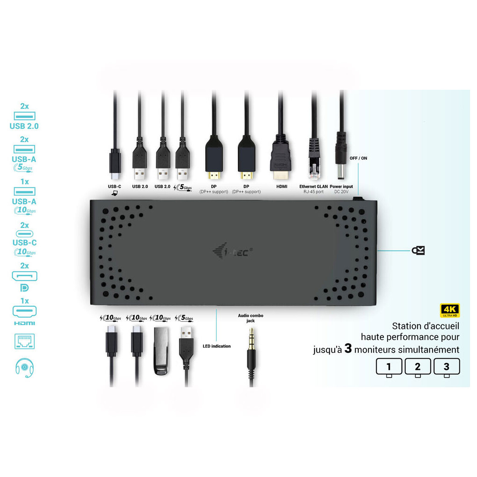 i-tec USB-C Triple Display Docking Station Gen 2 + Power Delivery 100W
