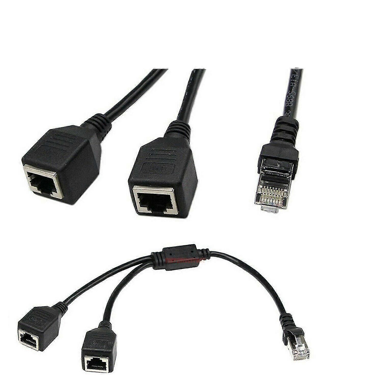 Nokksackk Ethernet Network Adapter Cable Splitter - RJ45 Male to 2 Female, Cat6/5