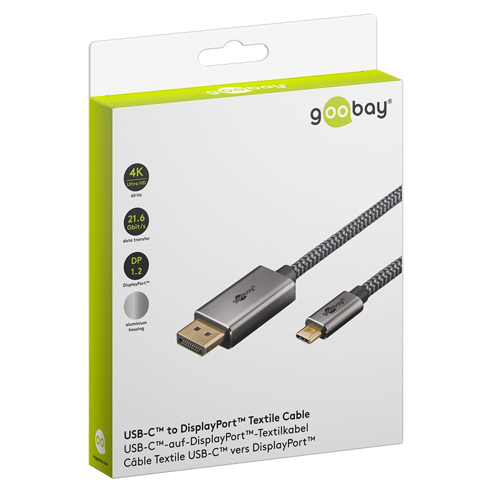 Goobay Textile USB-C / DisplayPort 1.2 Cable (M/M) - 2 m