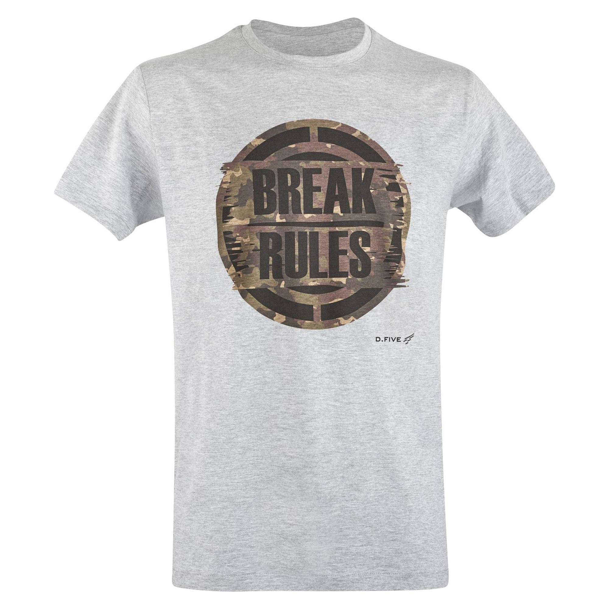 Defcon 5 Break Rules T-Shirt - Heather Grey - White/L