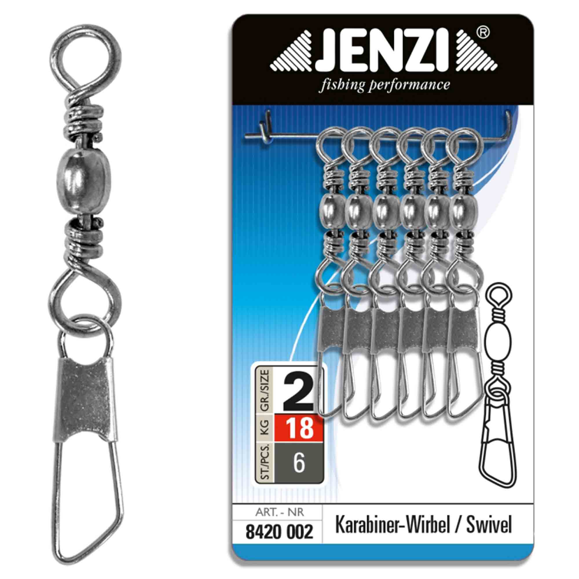 Jenzi Saltwater Resistant Nickel Plated Swivel, Size 2, 6-Pack