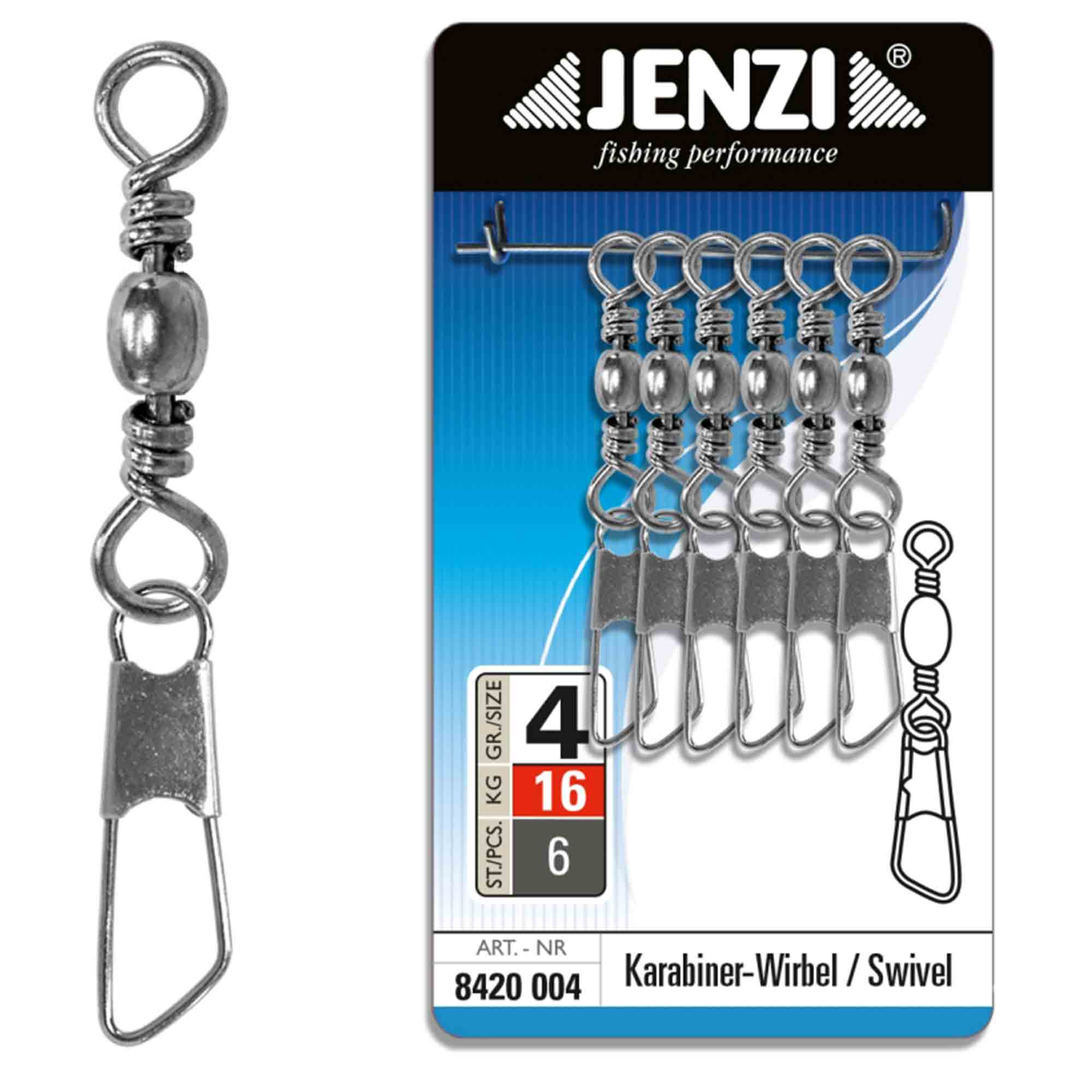 Jenzi Saltwater Resistant Nickel Plated Swivel - Size 4, 6 Pack