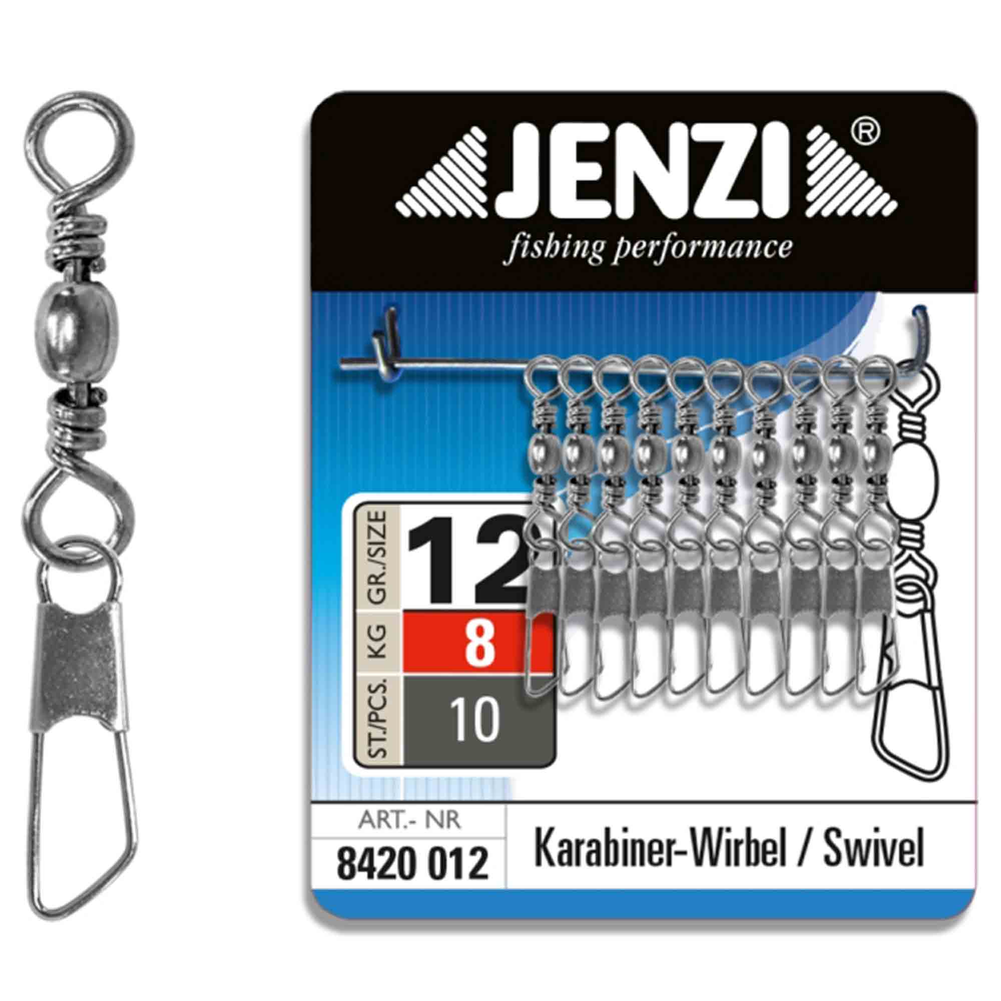 Jenzi Saltwater Resistant Nickeled Swivel, Size 12, 10 Pack