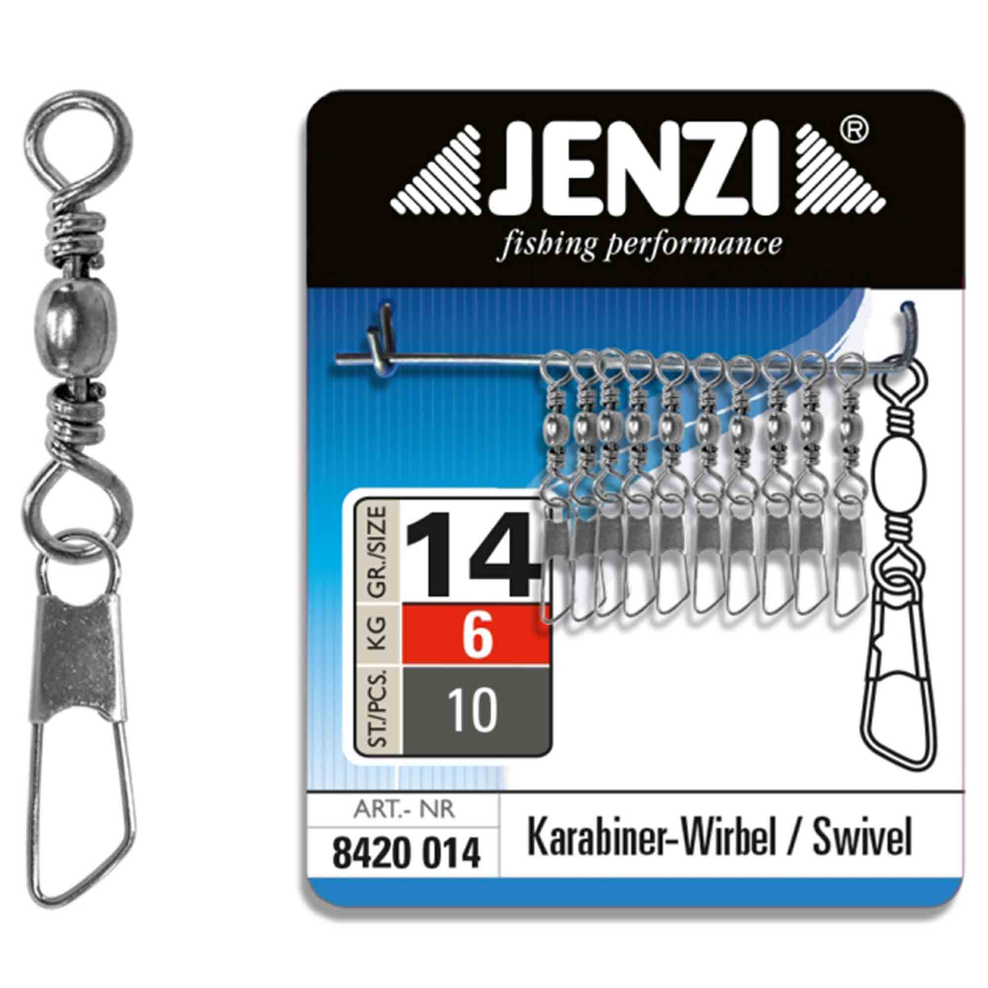 Jenzi Saltwater-Resistant Nickel Plated Swivel, Size 14, 10 Pack