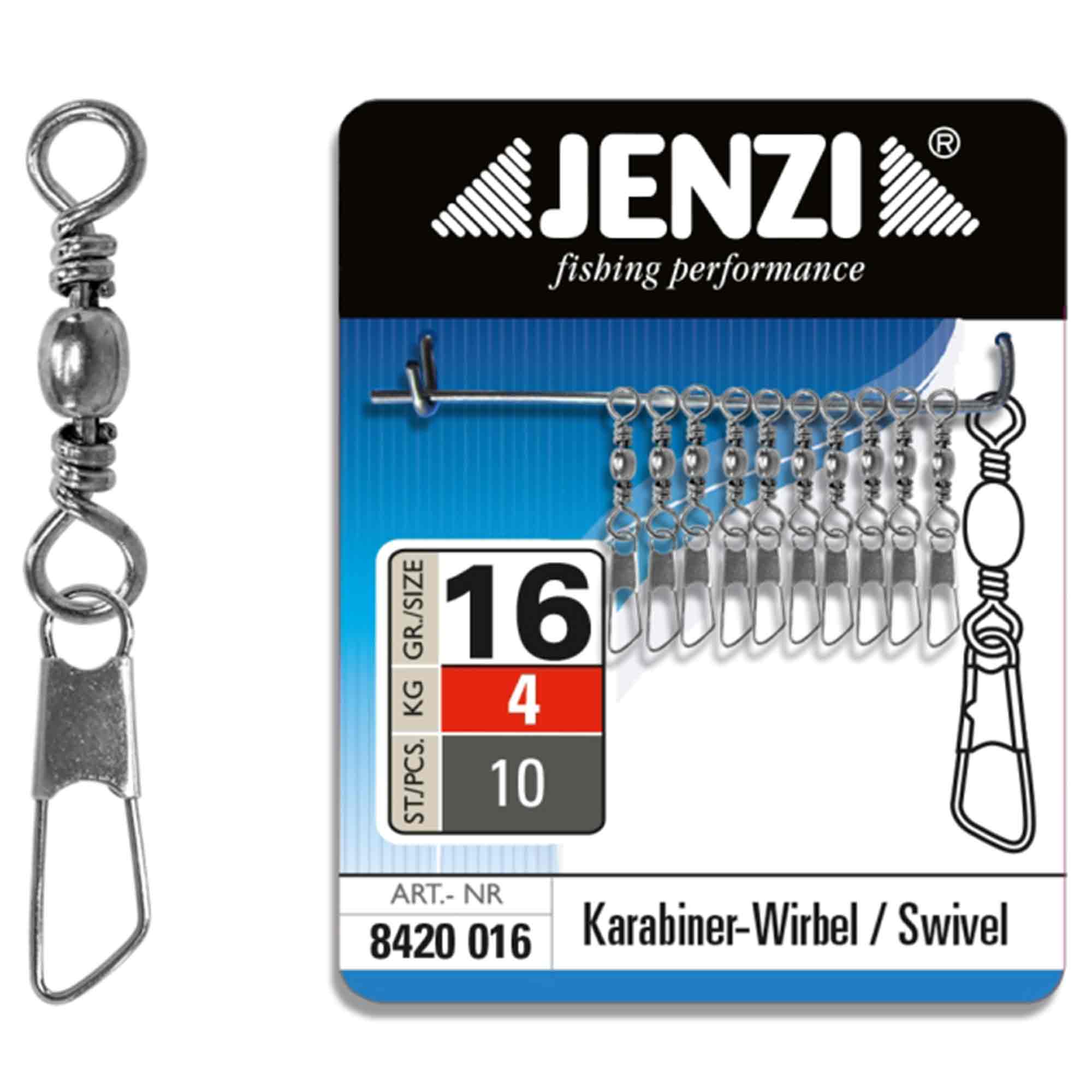 Jenzi Saltwater-Resistant Nickel Plated Swivels, Size 16, 10-Pack