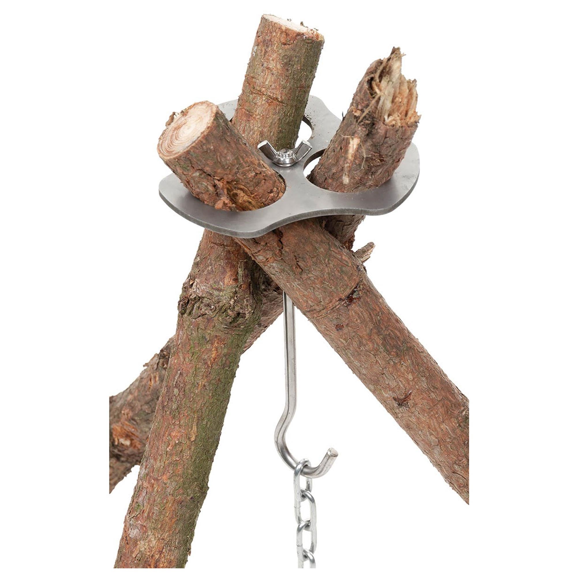 Soporte para trípode Fox Outdoor de acero inoxidable con cadena y gancho
