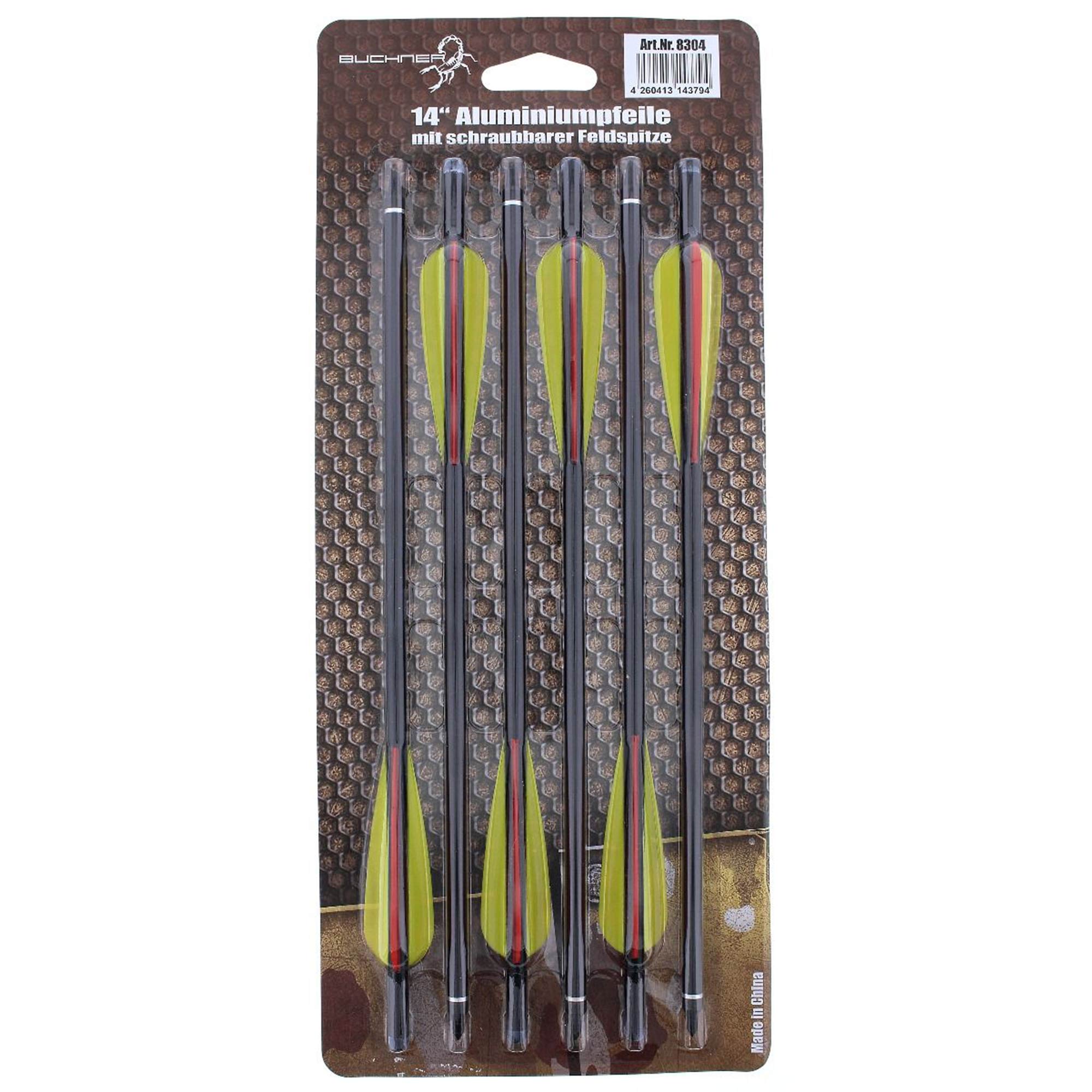 Buchner Aluminum Arrows, 14-Inch, Black, 6-Pack