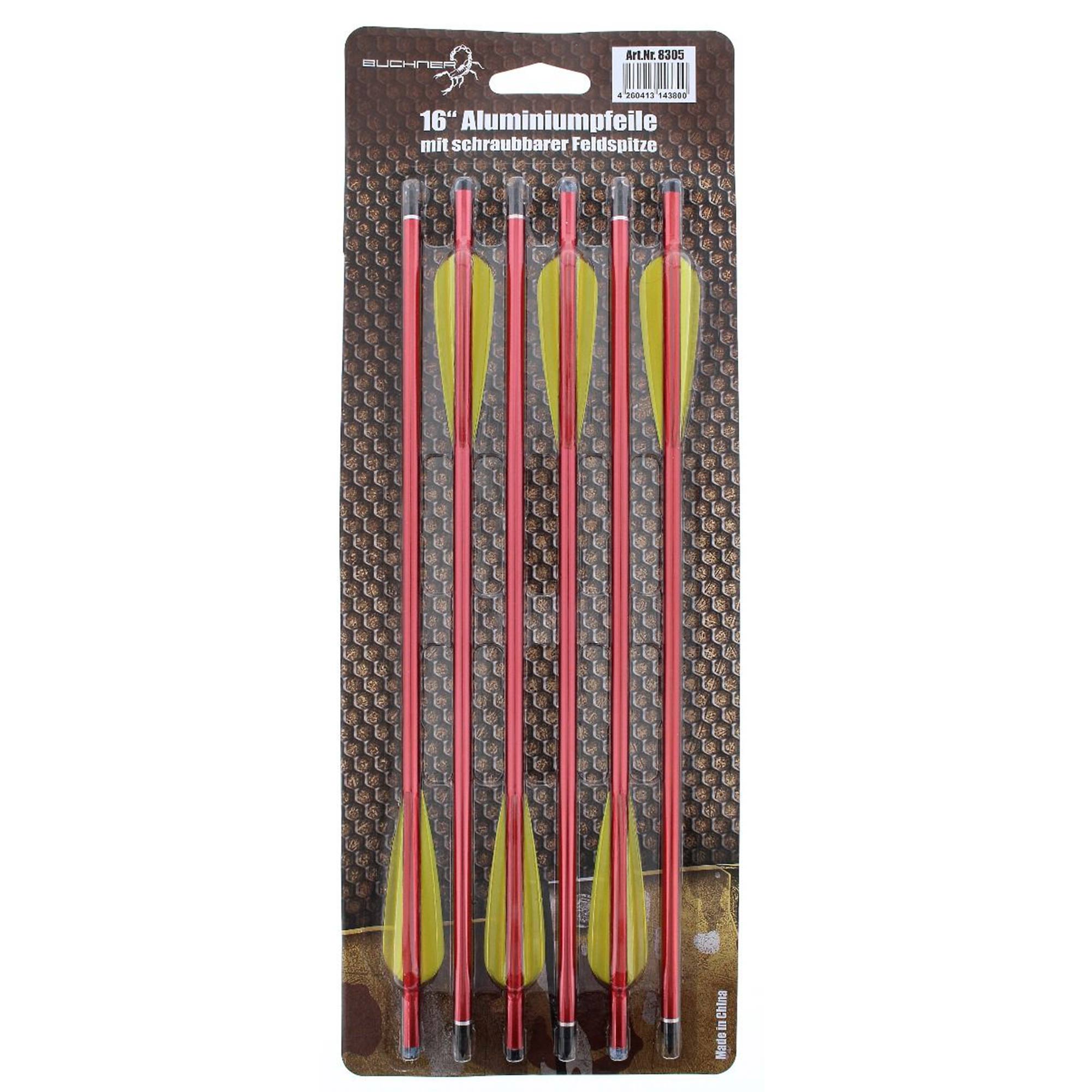 Buchner 16-Inch Aluminium Arrows - Black (6-Pack)