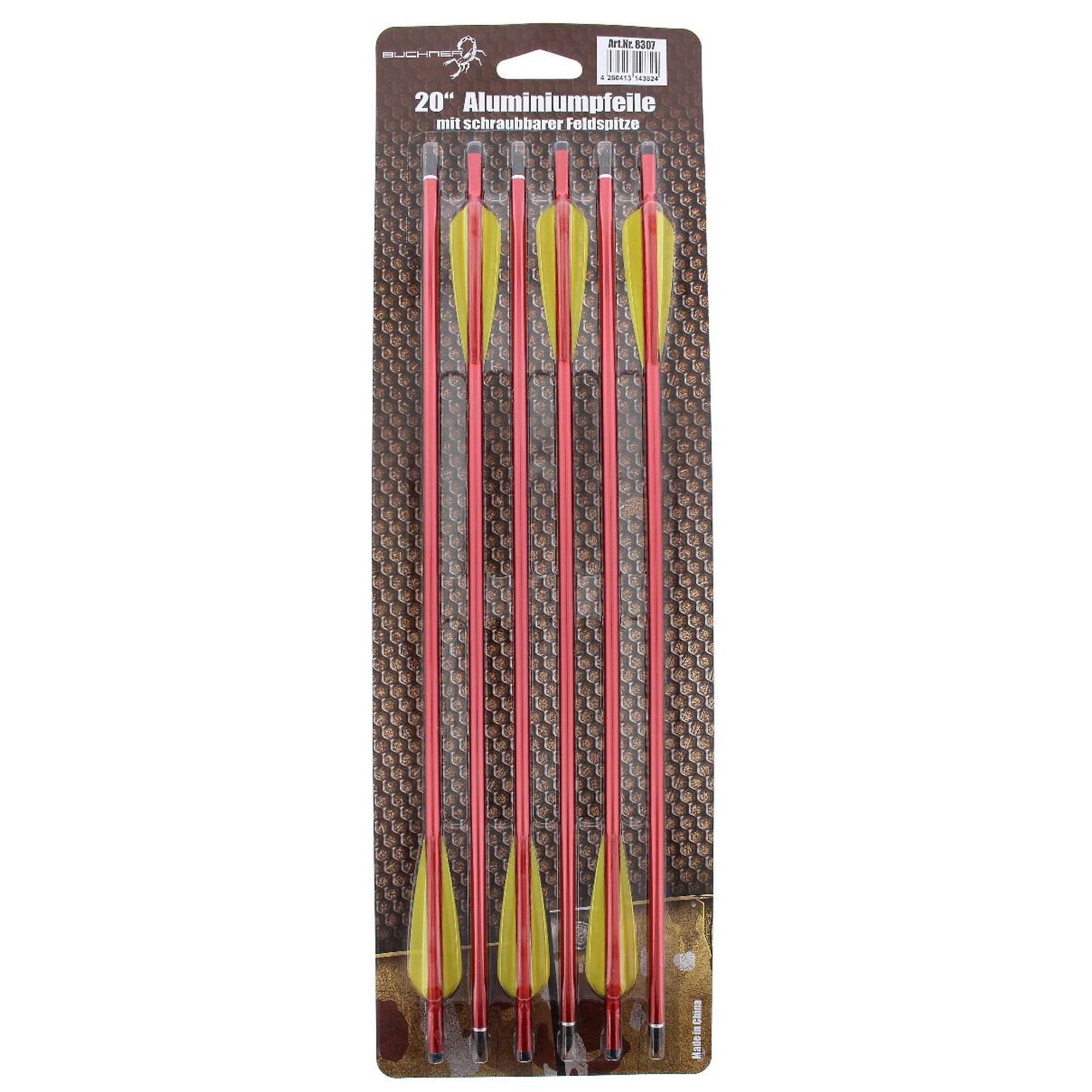 Buchner 20-Inch Aluminium Arrows, 6-Pack - Red
