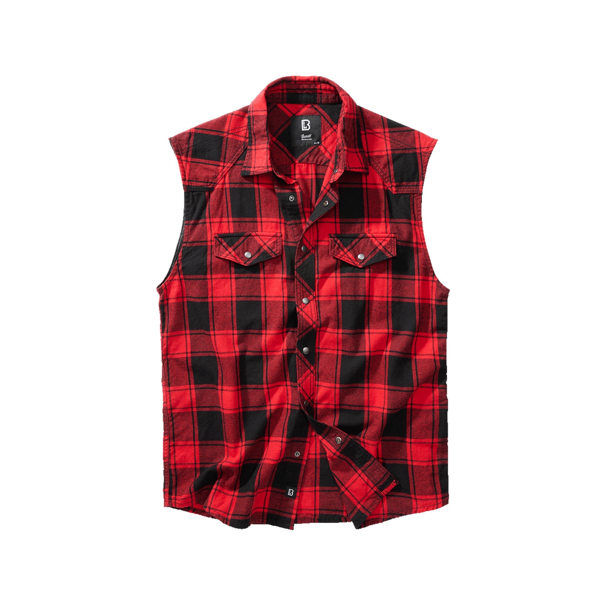Brandit Sleeveless Check Shirt - Black White / XL