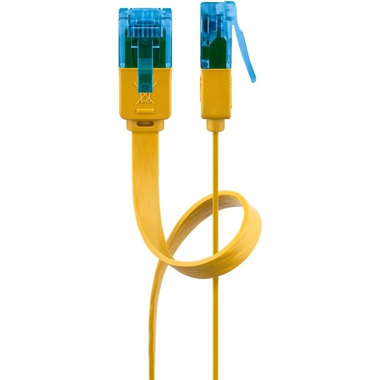 Cable plano Goobay CAT 6A, U/UTP, conductor de cobre amarillo (CU) 2m