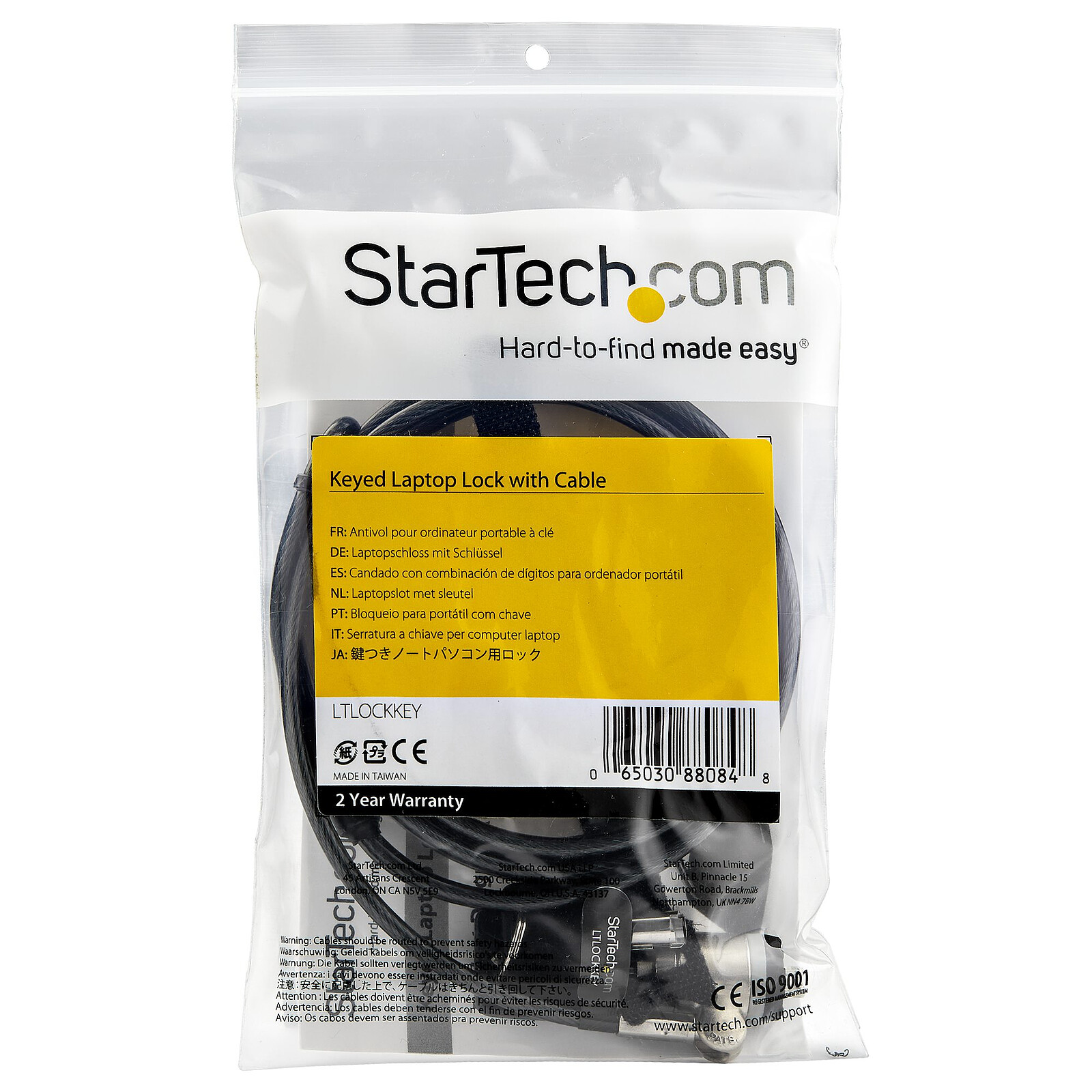 StarTech.com Portable Steel Keyed Security Cable - 2m