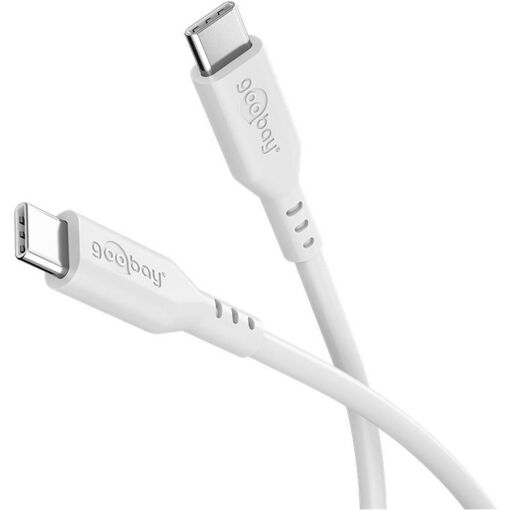 Cable USB-C Goobay de silicona flexible y duradera, 1,5 m, blanco pastel