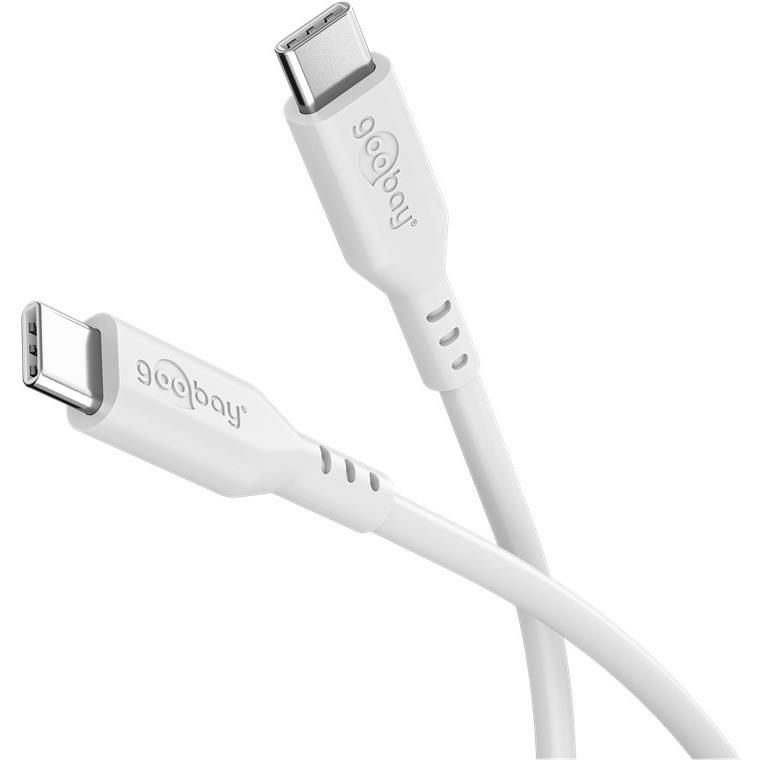 Câble USB-C Goobay en silicone souple et robuste, 1,5 m, pastel blanc