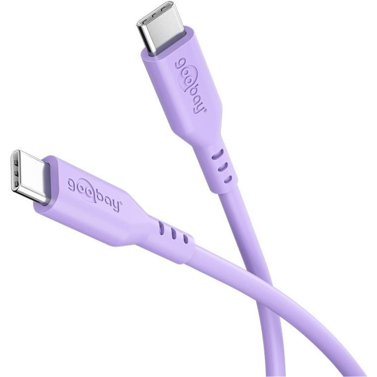 Câble USB-C Goobay, 1,5 m, en silicone souple et robuste pastel pourpre