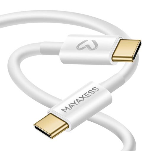 Câble USB-C vers USB-C de 1 mètre Mayaxess, 20W pour iPhone 17 / 17 Pro / 17 Pro Max / 17 Air, Blanc