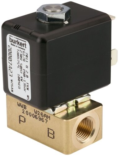 Burkert 2/2 Way Electro Valve, G1/8'' Thread, FKM Seal, 0-18bar/261psi, 24VAC, 7011