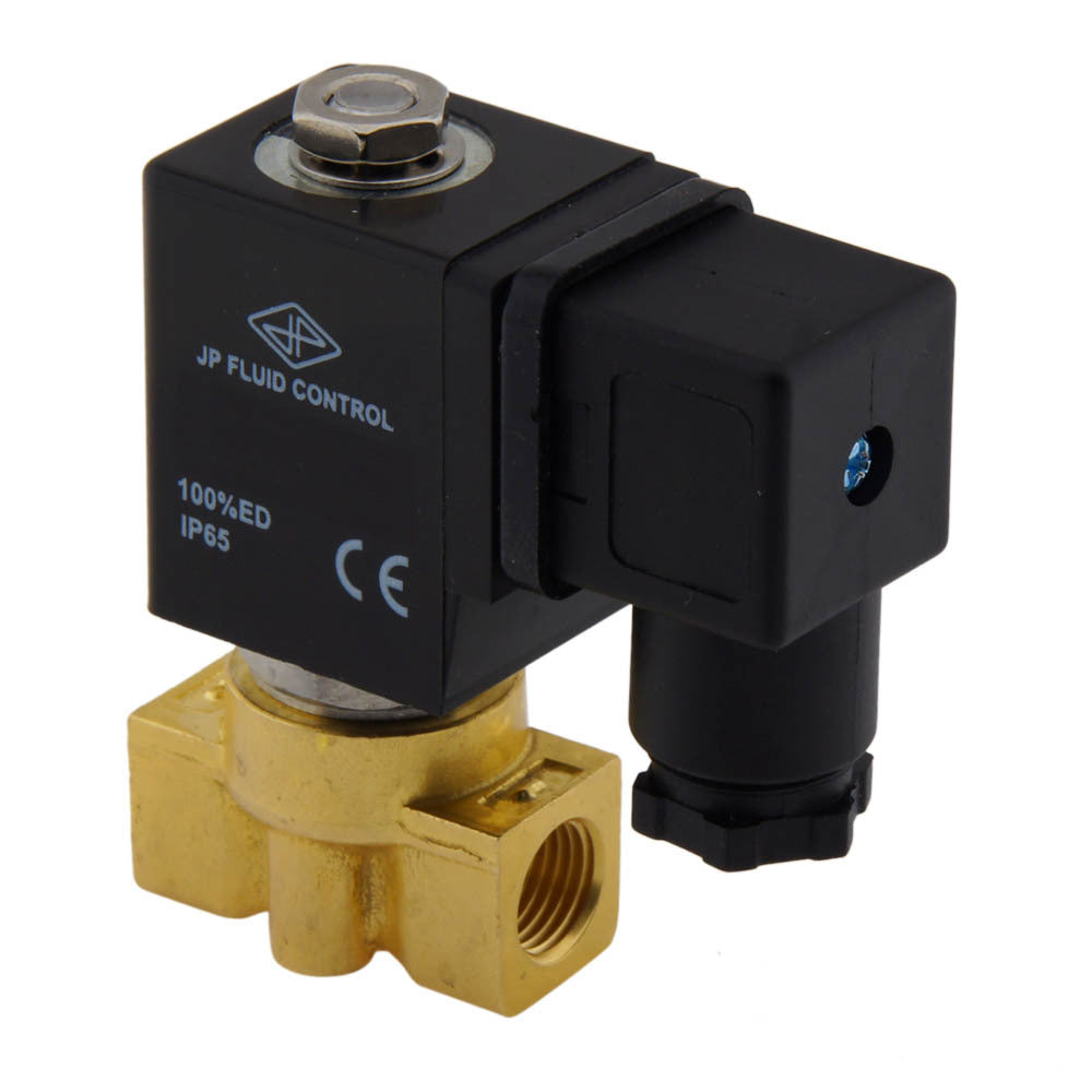 JP Fluid Control 2-Way Electrovanne HP-DA, 1/4'' NPT, FKM Seal, 0-75bar, 12V DC