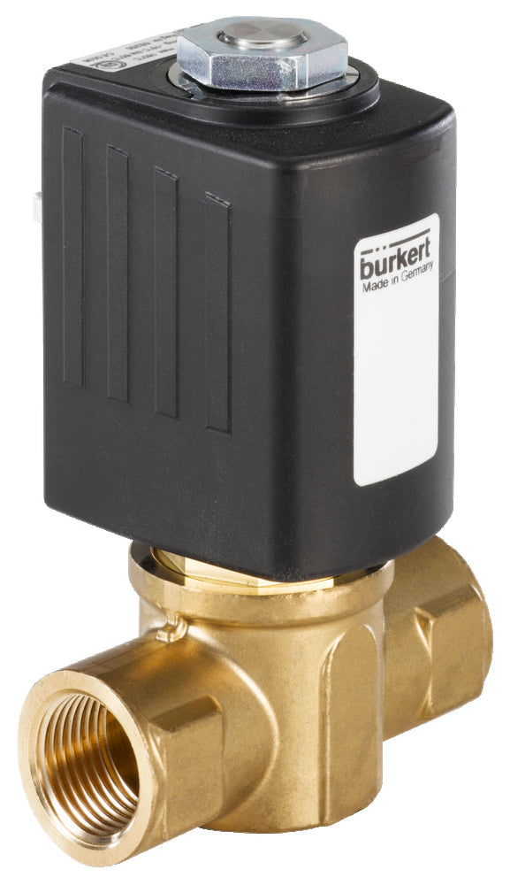 Vanne électromagnétique Burkert 2 voies, filetage G 1/2'', laiton FKM, 0-3 bar/44 psi, 24 VCA, type 6027