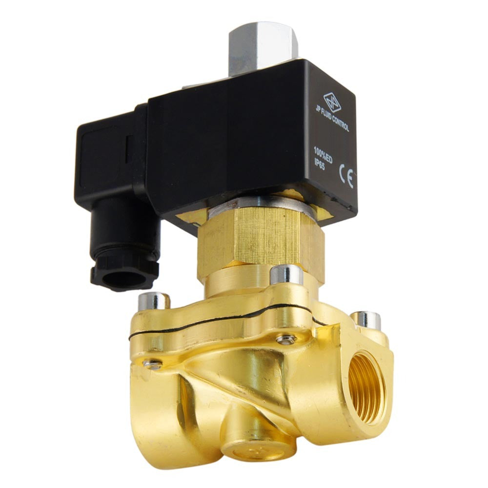 Vanne électromagnétique JP Fluid Control à 2 voies, filetage G 3/8'', joint FKM, 0-5 bars, 120 V CA