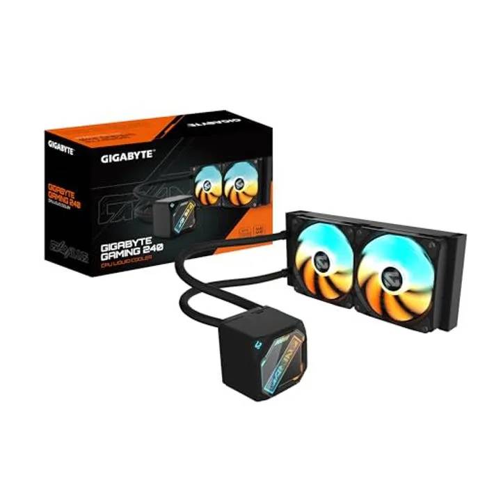Gigabyte Gaming 240 Liquid CPU Cooler - 2x120mm ARGB Fans, Sliding Mounting Mechanism, Daisy-Chain