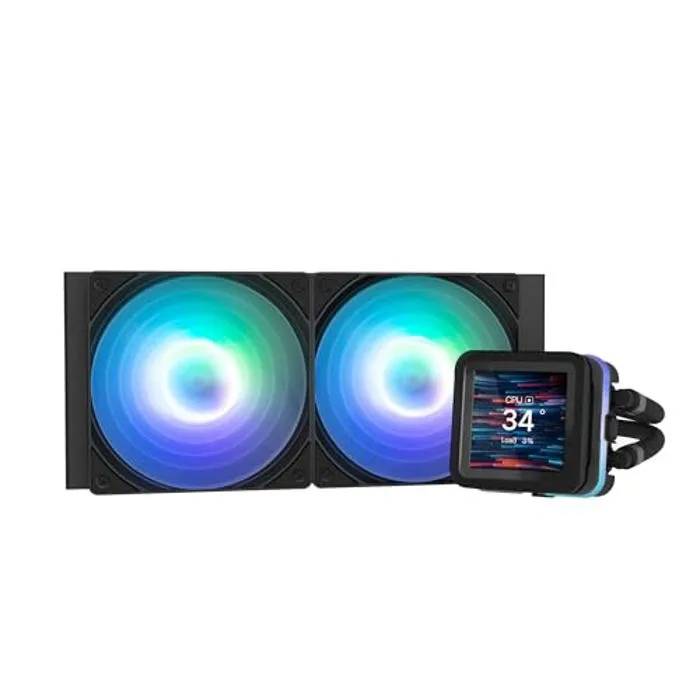Zalman Alpha2 DS All-in-One Liquid CPU Cooler - AMD AM5/AM4 & Intel LGA Compatible - 2.7" LCD Screen - Black