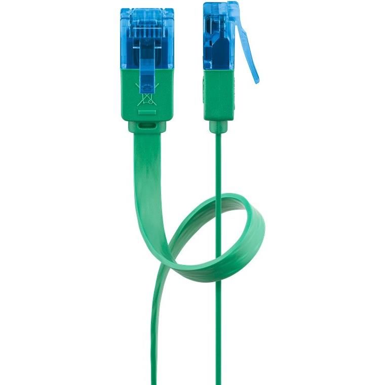 Cable plano Goobay CAT 6A, U/UTP, Verde, 2m Conductor de cobre (CU)