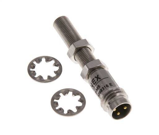 Tameson Inductive Proximity Sensor M5x0.5, 0.8mm Switch Distance, 3-Pin M8 Connector