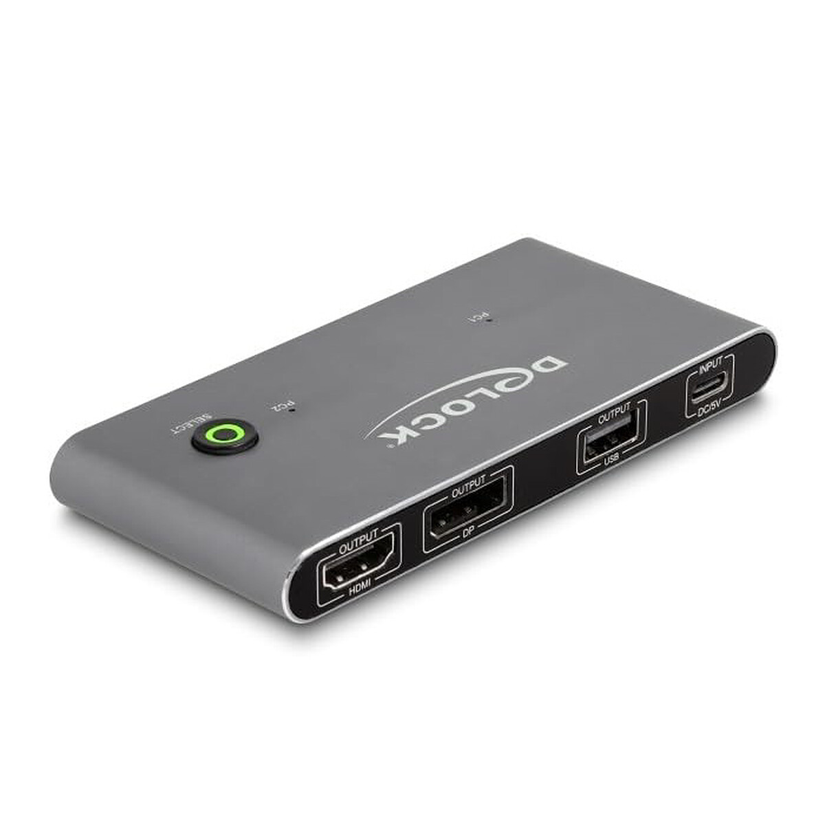DeLock Commutateur KVM USB-C vers HDMI et DisplayPort 1.4 avec 3 ports USB-A 2.0 - 2 ordinateurs (8K@60Hz)