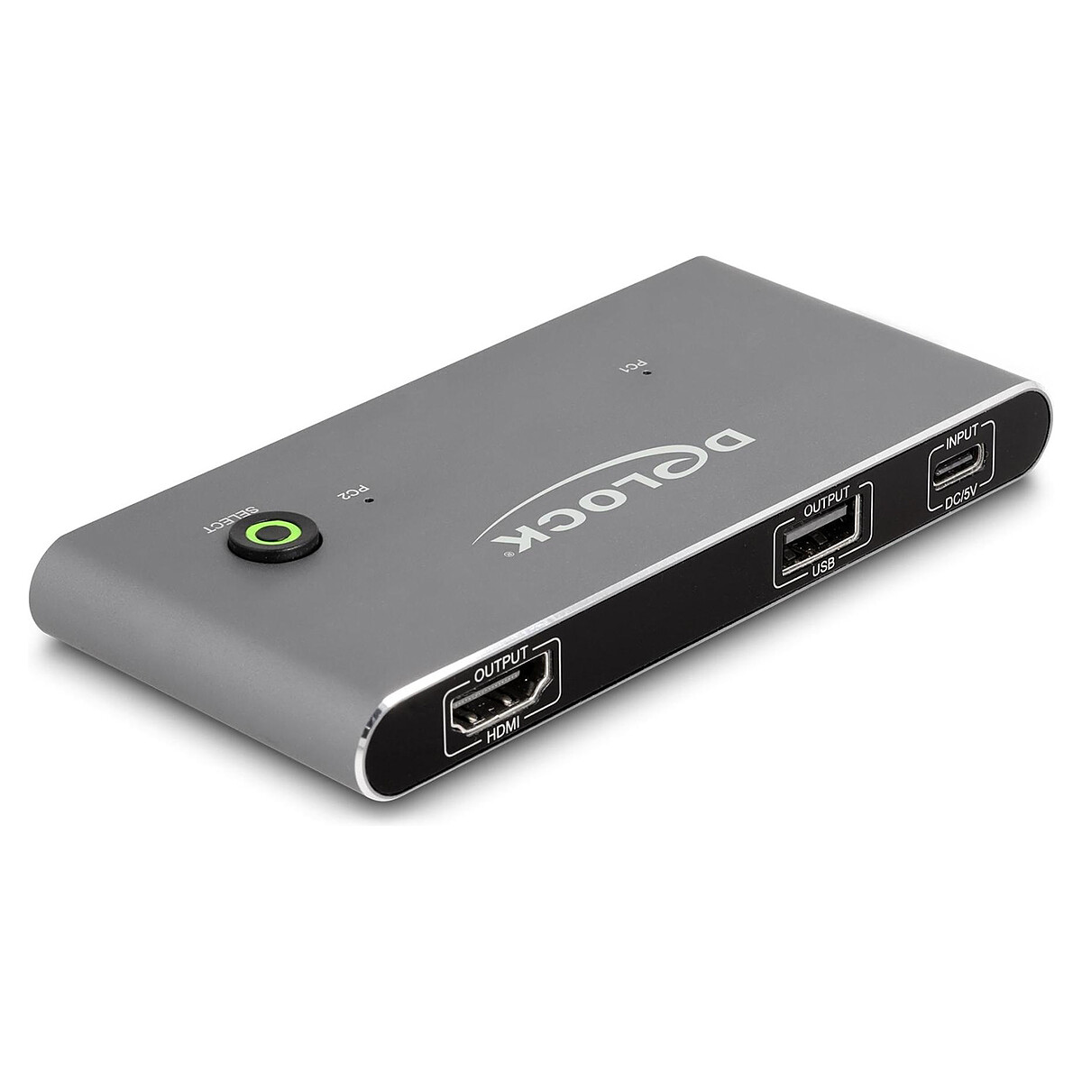 DeLock Commutateur KVM USB-C vers HDMI avec 3 ports USB-A 2.0 - 2 ordinateurs (8K@60Hz)