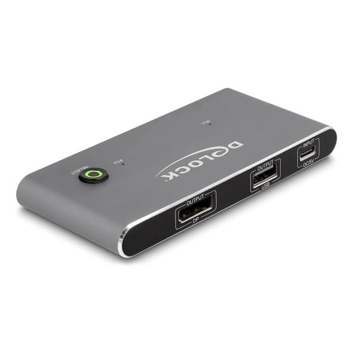 DeLock Commutateur KVM USB-C vers DisplayPort avec 3 ports USB-A 2.0 - 2 ordinateurs (8K@30Hz)